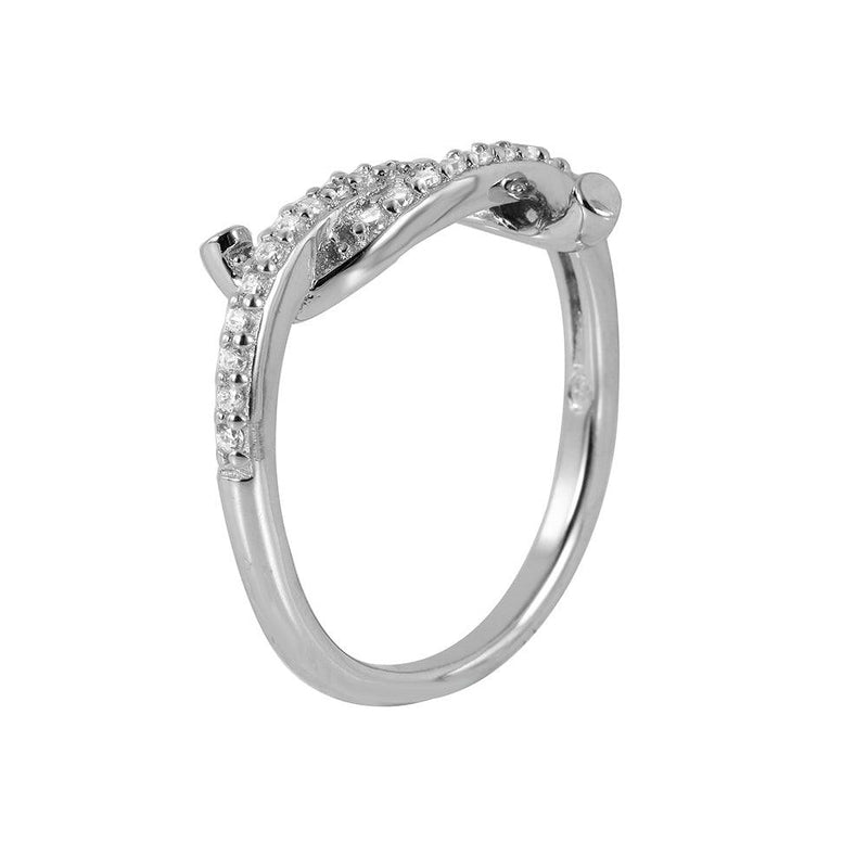 Silver 925 Rhodium Plated Twirl Ring - BGR00940