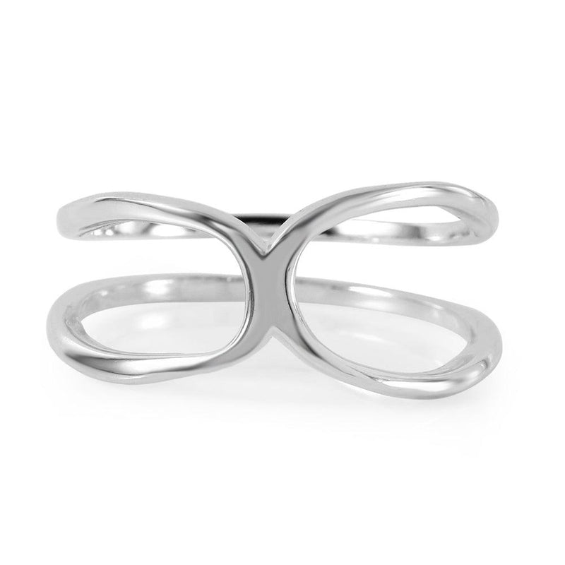 Silver 925 Rhodium Plated Open Pringle Hyperbolic Paraboloid Ring - BGR00958