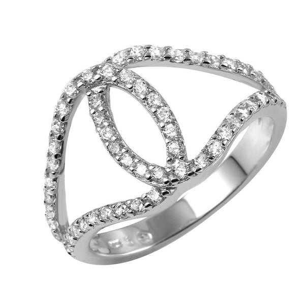 Silver 925 Rhodium Plated Open Entangling Hoop Ring - BGR00975 | Silver Palace Inc.