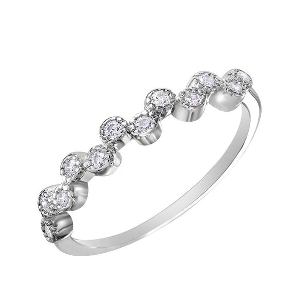 Silver 925 Rhodium Plated Alternating Bubble Design CZ Ring - BGR01036 | Silver Palace Inc.