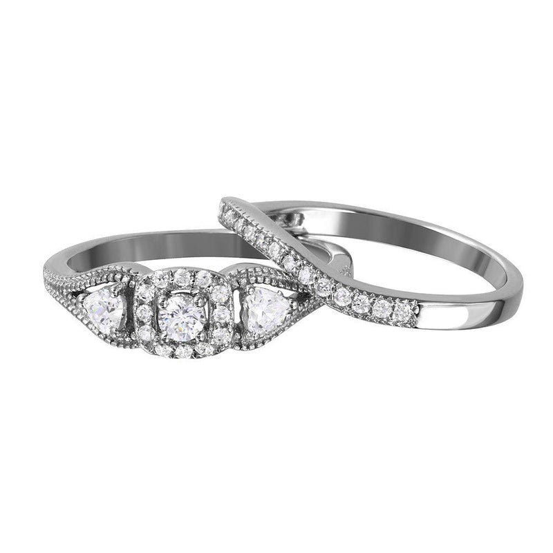 Silver 925 Rhodium Plated Engagement Ring - BGR01040