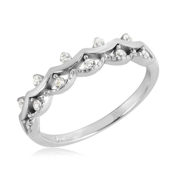 Silver 925 Rhodium Plated Crown Ring - BGR01071 | Silver Palace Inc.