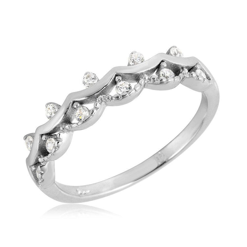 Silver 925 Rhodium Plated Crown Ring - BGR01071 | Silver Palace Inc.
