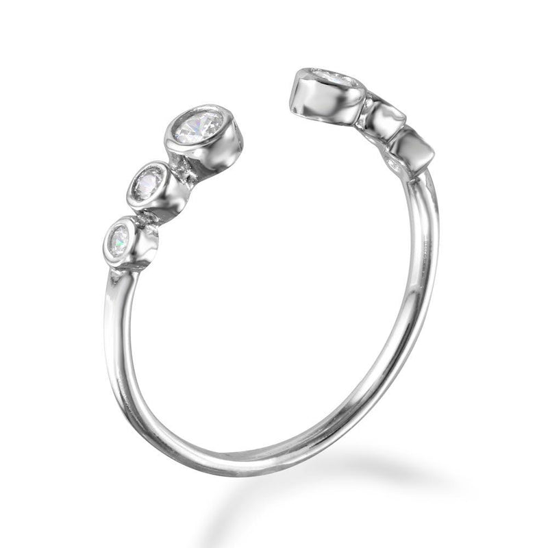 Rhodium Plated 925 Sterling Silver Open Ring with 3 Graduated Round CZ - BGR01102