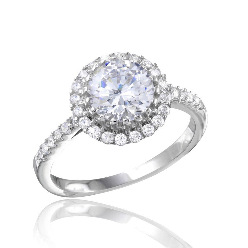 Silver 925 Rhodium Plated Micro Pave Round CZ Ring - BGR01104 | Silver Palace Inc.