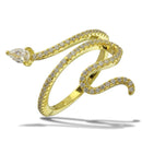 Anillo de plata de ley 925 bañado en oro con diseño de serpiente y circonitas - BGR01105