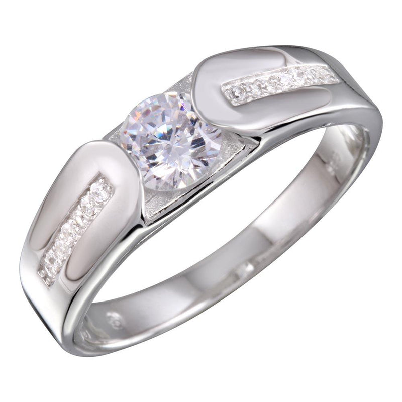 Silver 925 Rhodium Plated Men's CZ Ring - BGR01156 | Silver Palace Inc.