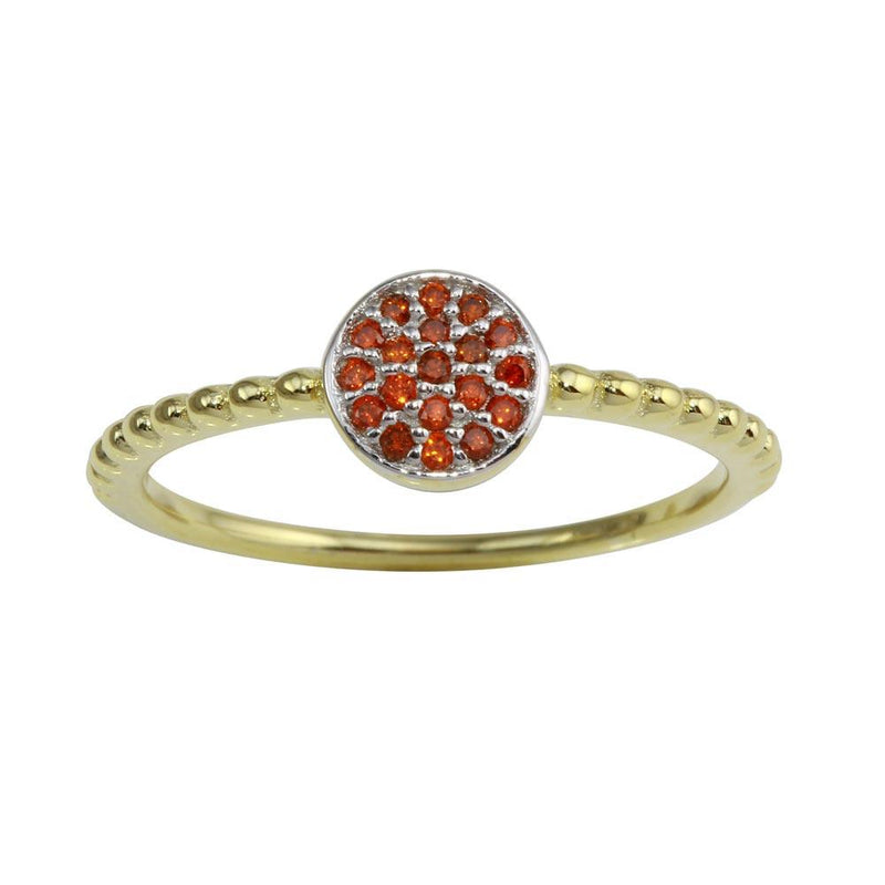 Silver 925 Gold Plated Circle Ring with Red CZ - BGR01183RED | Silver Palace Inc.