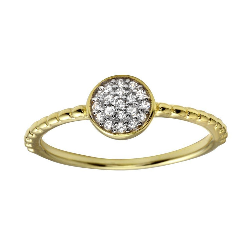 Silver 925 Gold Plated Circle Ring with CZ - BGR01183 | Silver Palace Inc.