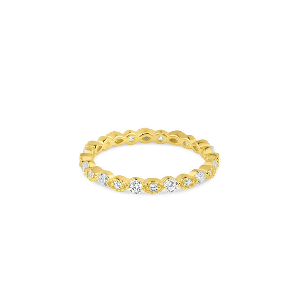 Silver 925 Gold Plated CZ and Eye Pattern Eternity Ring - BGR01185GP | Silver Palace Inc.