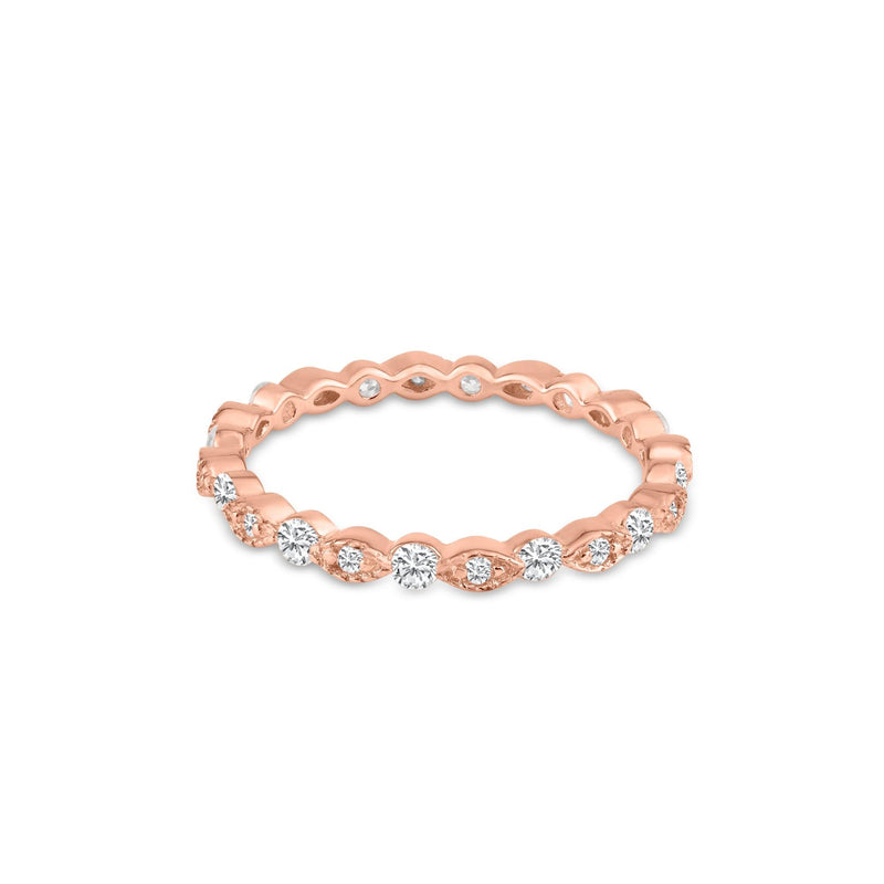 Silver 925 Rose Gold Plated CZ and Eye Pattern Eternity Ring - BGR01185RGP | Silver Palace Inc.