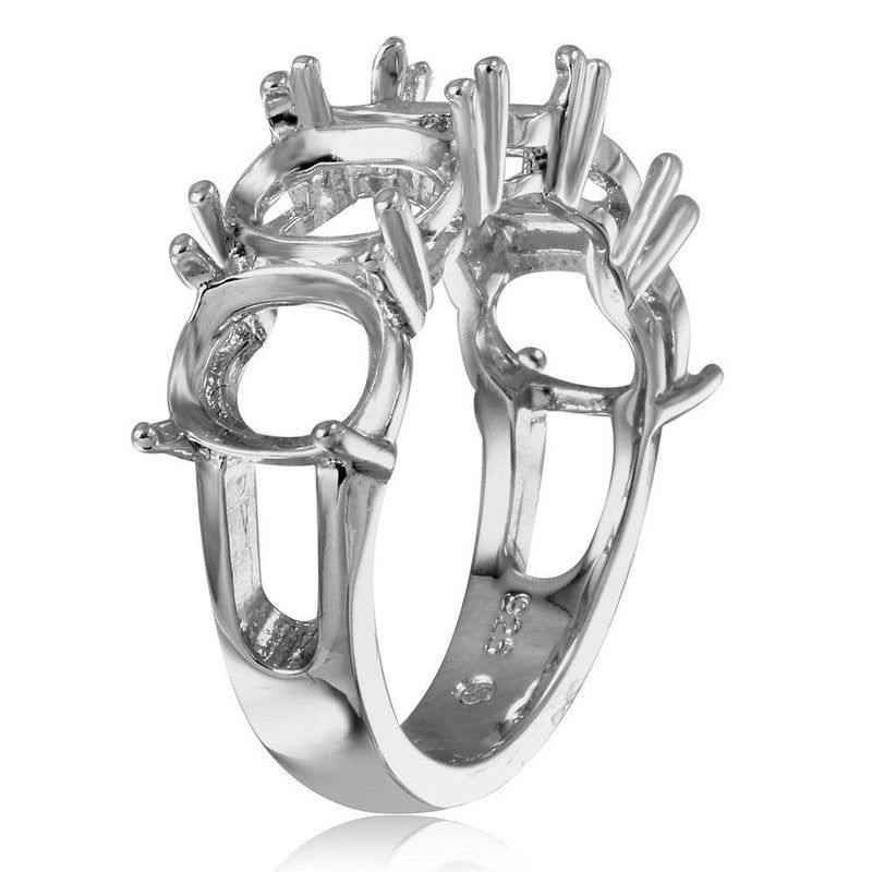 Silver 925 Rhodium Plated Open Shank 5 Stones Mounting Ring - BGR01199