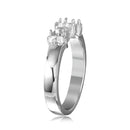 Anillo de plata 925 chapado en rodio con 2 piedras de montaje y circonita cúbica - BGR01209