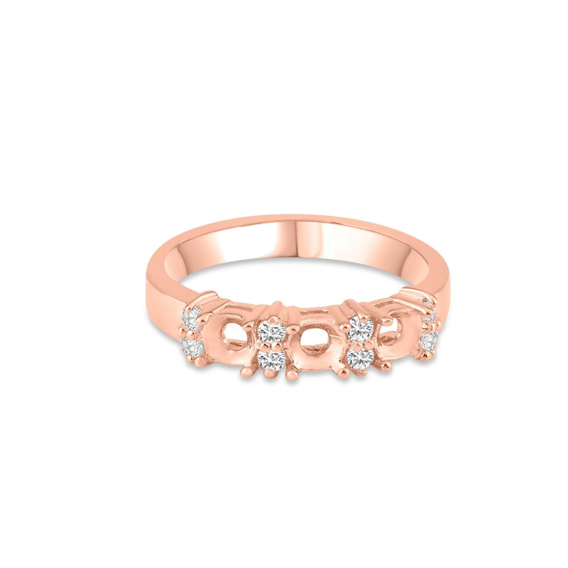 Silver 925 Rose Gold Plated 3 Mounting Stone Ring with CZ - BGR01210RGP | Silver Palace Inc.