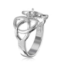Anillo de montaje de piedra única con vástago de triquetra chapado en rodio de plata 925 - BGR01212