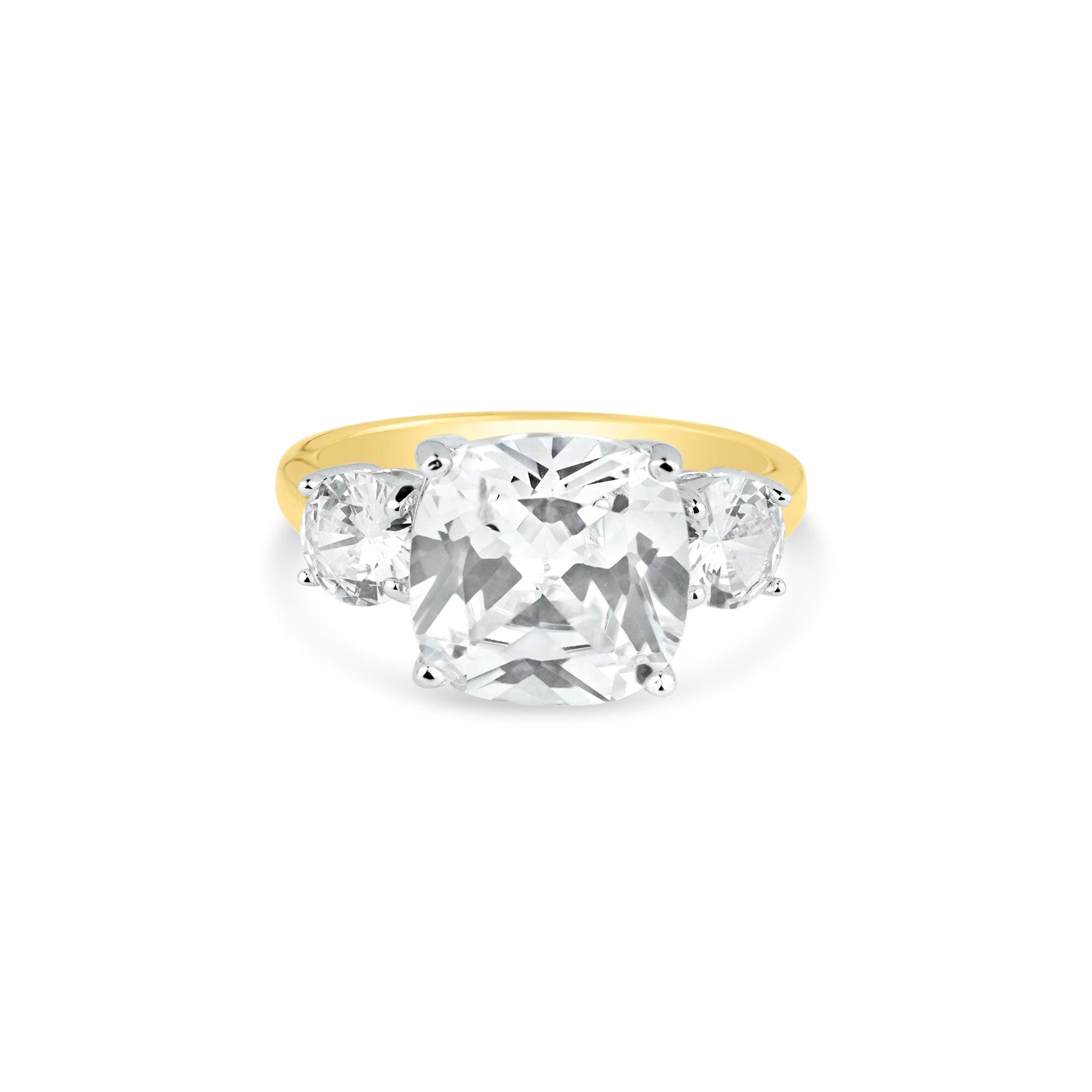 Silver 925 Gold Plated Past Present Future Ring - BGR01220GP