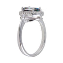 Anillo solitario ovalado de topacio místico sintético con circonita cúbica en plata de ley 925 rodiada - BGR01249