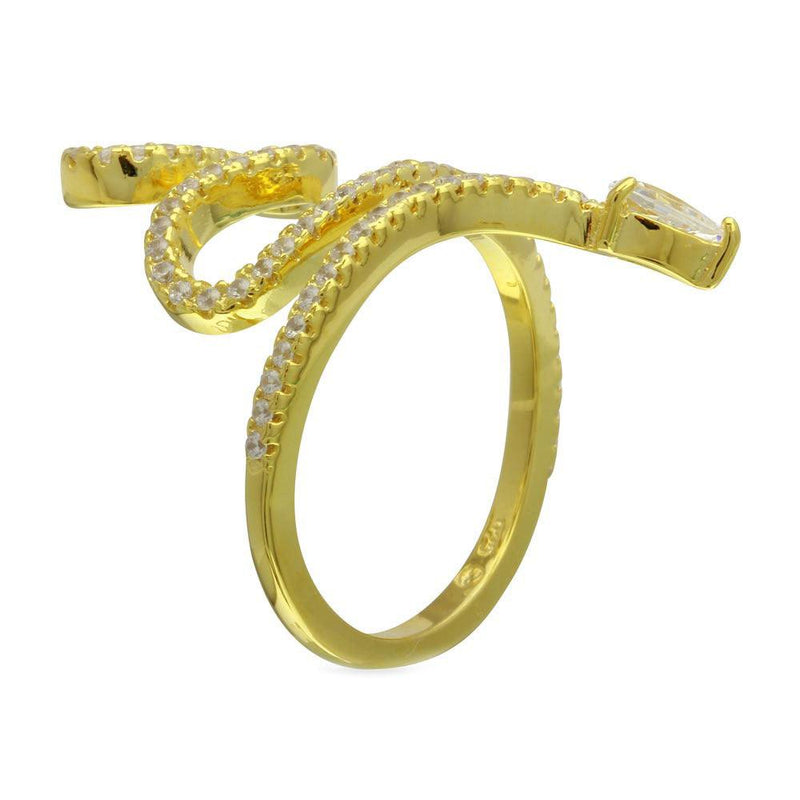 Gold Plated 925 Sterling Silver Snake Design with CZ Ring - BGR01274