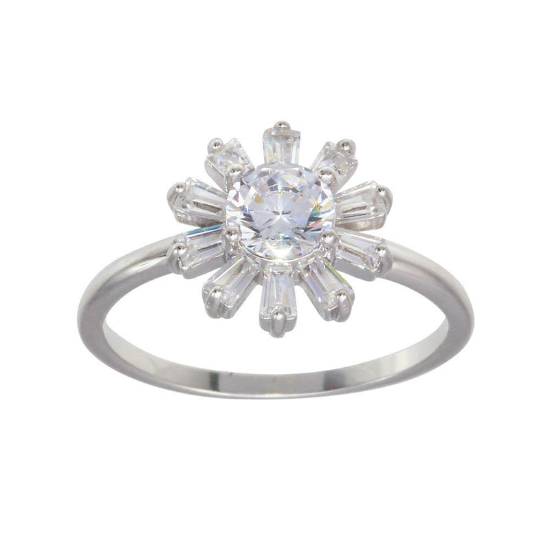 Silver CZ Flower Shaped Ring - BGR01283 | Silver Palace Inc.