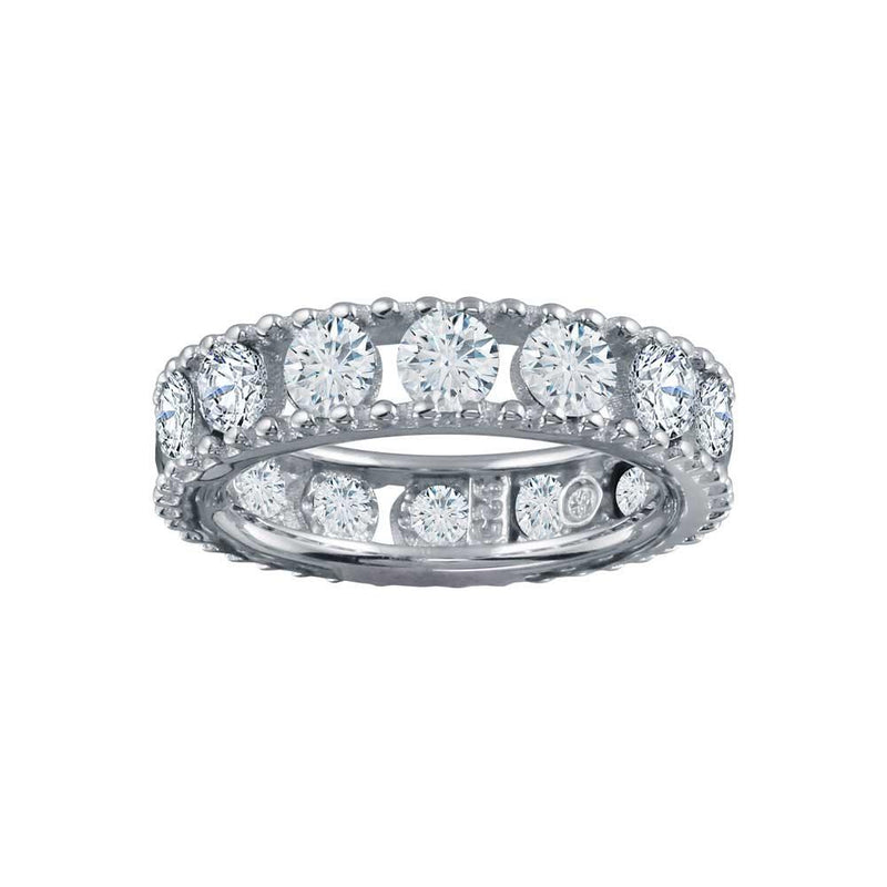 Rhodium Plated 925 Sterling Silver Round CZ Band - BGR01293CLR | Silver Palace Inc.