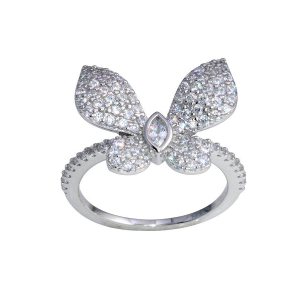 Rhodium Plated 925 Sterling Silver Butterfly CZ Ring - BGR01306 | Silver Palace Inc.