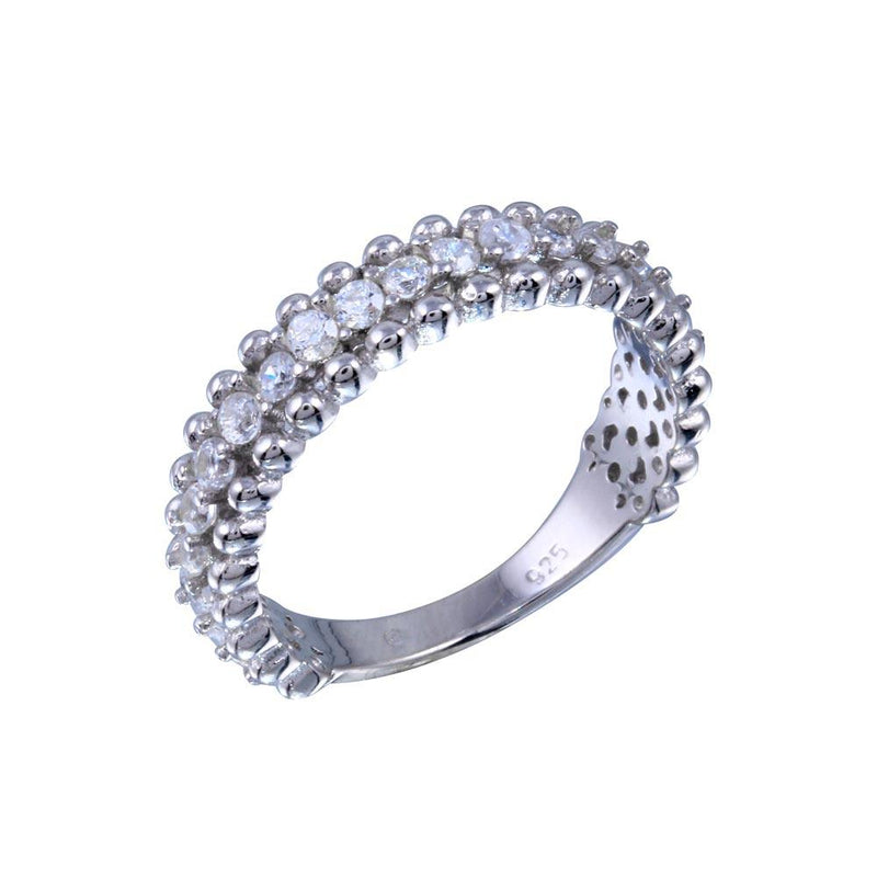 Rhodium Plated 925 Sterling Silver Clear CZ Ring - BGR01318CLR