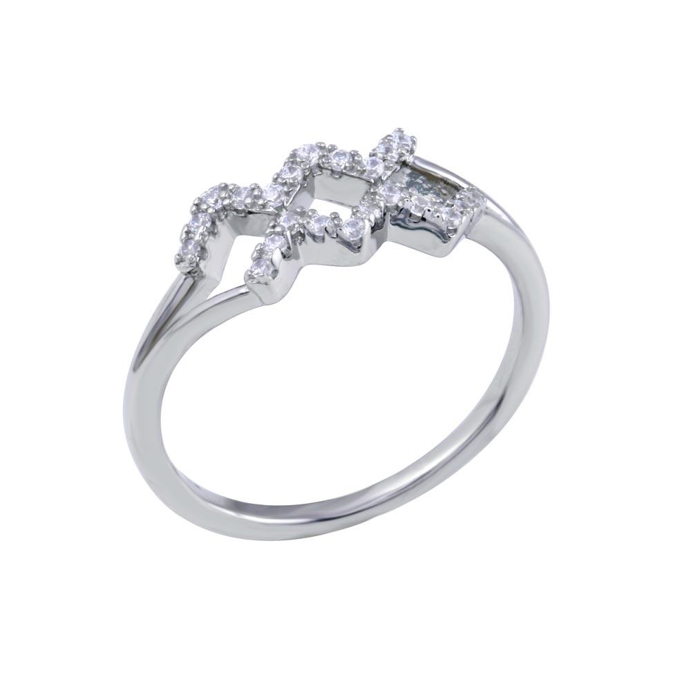 Anillo de plata de ley 925 rodiada con circonitas cúbicas y signo del zodiaco Acuario - BGR01319