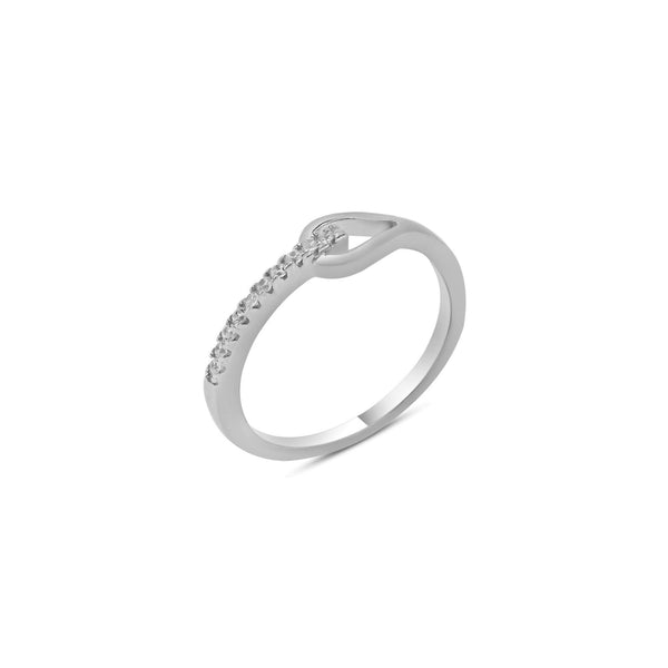 Rhodium Plated 925 Sterling Silver Knot Clear CZ Ring - BGR01343 | Silver Palace Inc.