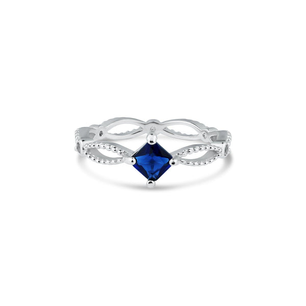 Rhodium Plated 925 Sterling Silver Marquise Blue CZ Ring - BGR01362BLU | Silver Palace Inc.