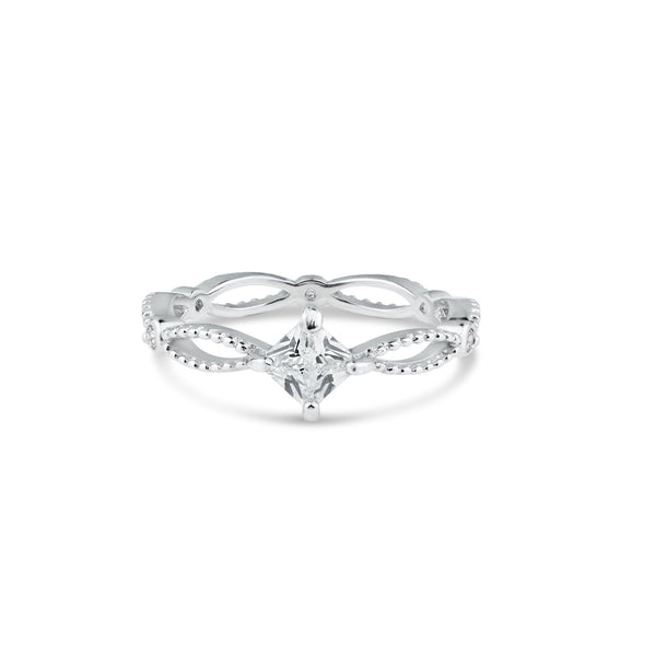 Rhodium Plated 925 Sterling Silver Marquise Clear CZ Ring - BGR01362CLR | Silver Palace Inc.