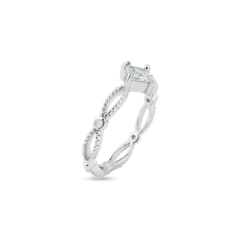 Rhodium Plated 925 Sterling Silver Marquise Clear CZ Ring - BGR01362CLR