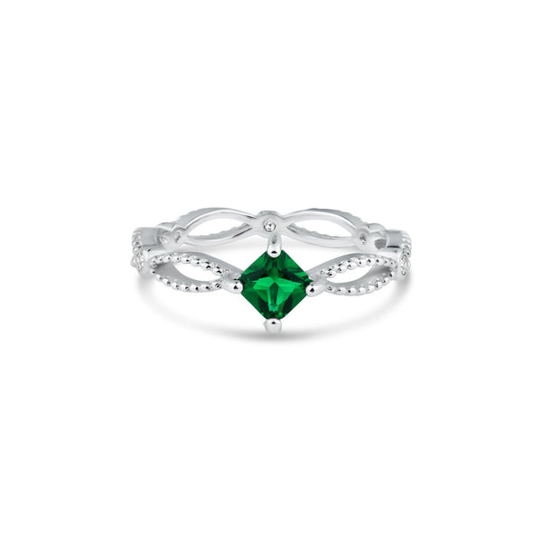 Rhodium Plated 925 Sterling Silver Marquise Green CZ Ring - BGR01362GRN | Silver Palace Inc.