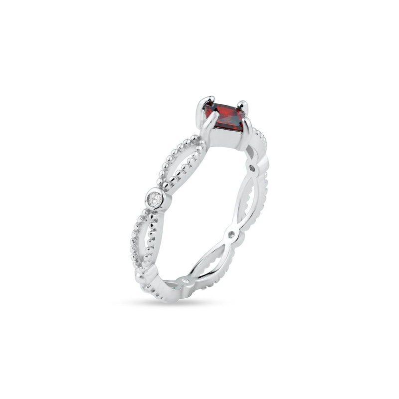 Rhodium Plated 925 Sterling Silver Marquise Red CZ Ring - BGR01362RED