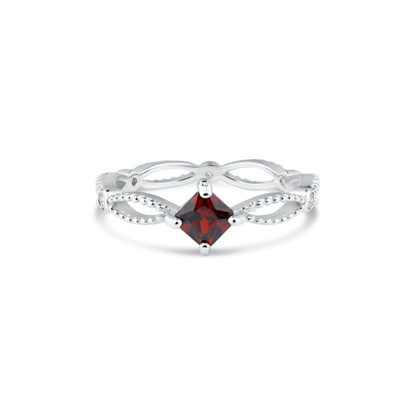 Rhodium Plated 925 Sterling Silver Marquise Red CZ Ring - BGR01362RED | Silver Palace Inc.