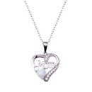 Rhodium Plated 925 Sterling Silver Mom Heart Opal Adjustable Necklace - BGP01445 | Silver Palace Inc.