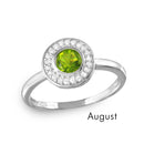 August Sterling Silver 925 Rhodium Plated CZ Center Birthstone Halo Ring - BGR01082AUG | Silver Palace Inc.