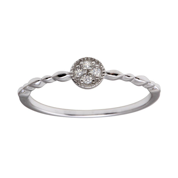 Silver 925 Rhodium Plated Round Shape 4 Clear CZ Ring - BGR01228CLR | Silver Palace Inc.