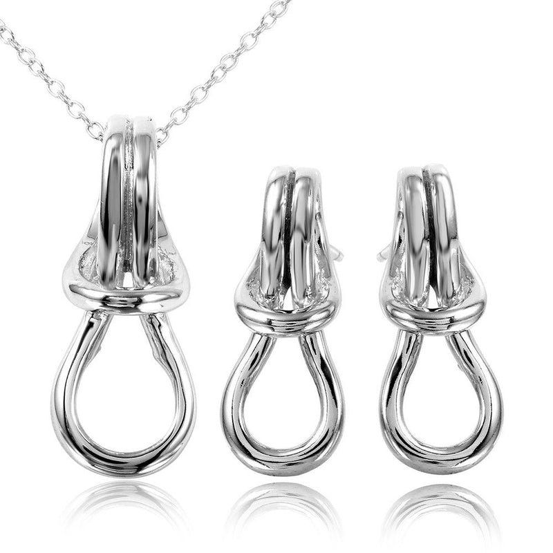 Silver 925 Rhodium Plated Personalized Knot Mounting Set - BGS00464 | Silver Palace Inc.