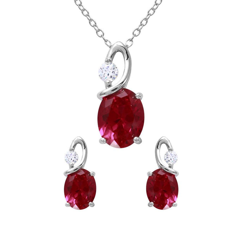 Rhodium Plated 925 Sterling Silver Twisted Oval Birthstone Set - BGS00510