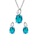 Rhodium Plated 925 Sterling Silver Twisted Oval Birthstone Set - BGS00510