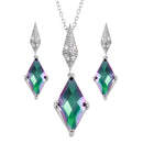 Silver 925 Rhodium Plated Diamond Shape Synthetic Mystic Topaz CZ Set - BGS00579 | Silver Palace Inc.