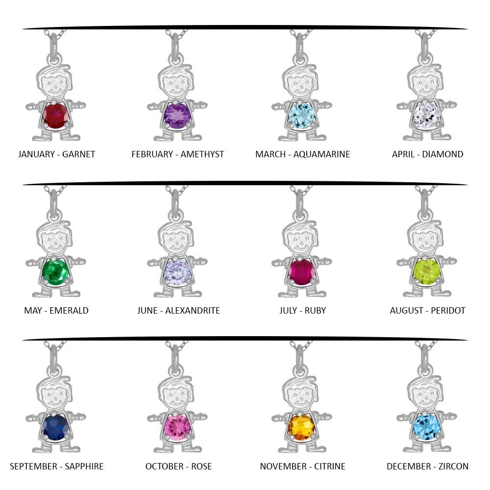 Silver 925 Round CZ Birthstone Boy Flat Charm - CHARM002 | Silver Palace Inc.