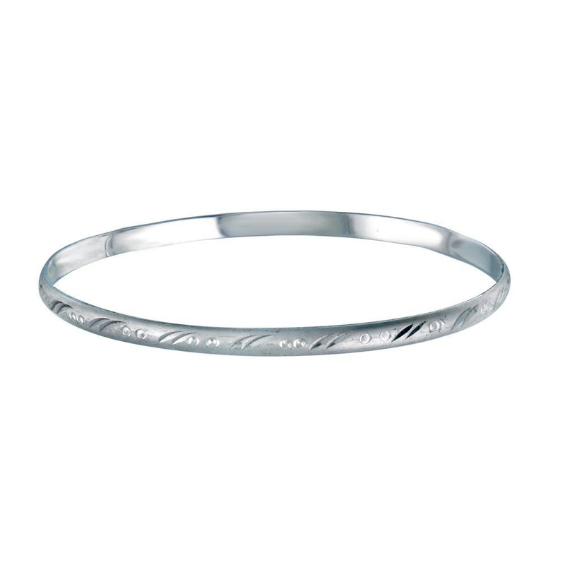Rhodium Plated 925 Sterling Silver Flat Bangle 65mm - ANB00002 | Silver Palace Inc.
