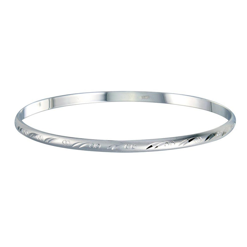Rhodium Plated 925 Sterling Silver Flat Bangle 72mm - ANB00001 | Silver Palace Inc.