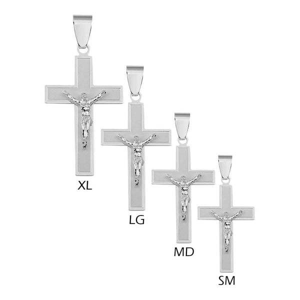 Silver 925 High Polished Border Matte Finish Cross Pendant - BSP00031 | Silver Palace Inc.
