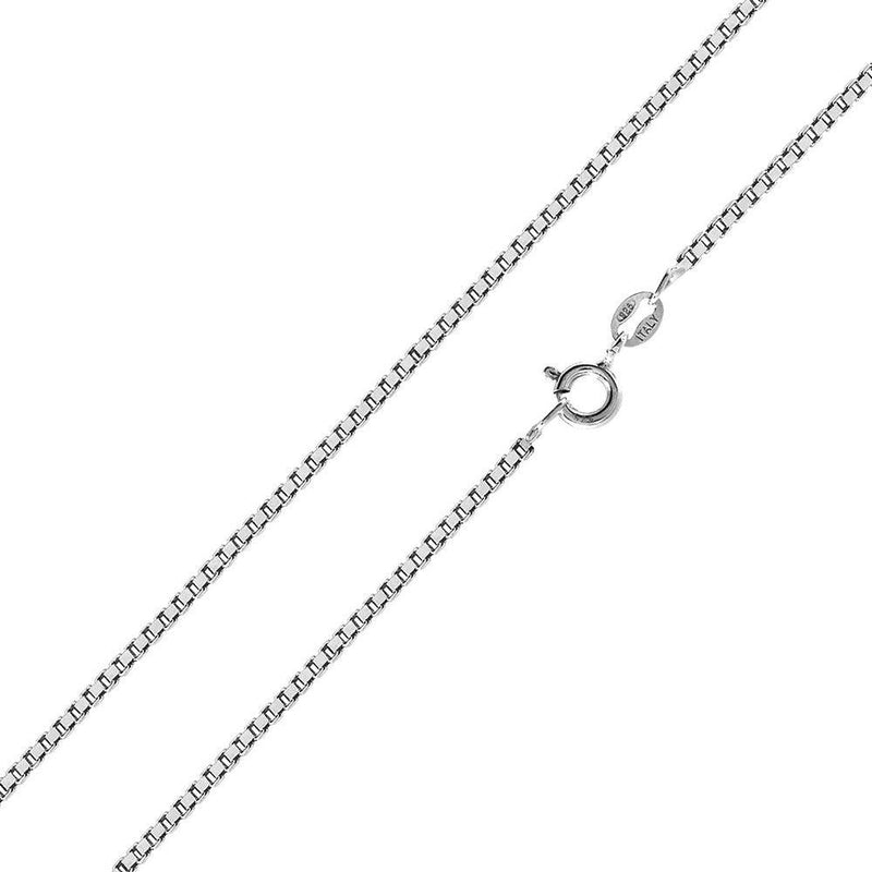 Rhodium Plated 925 Sterling Silver Box 019 Chains 1mm (Pk of 6) - CH204 RH