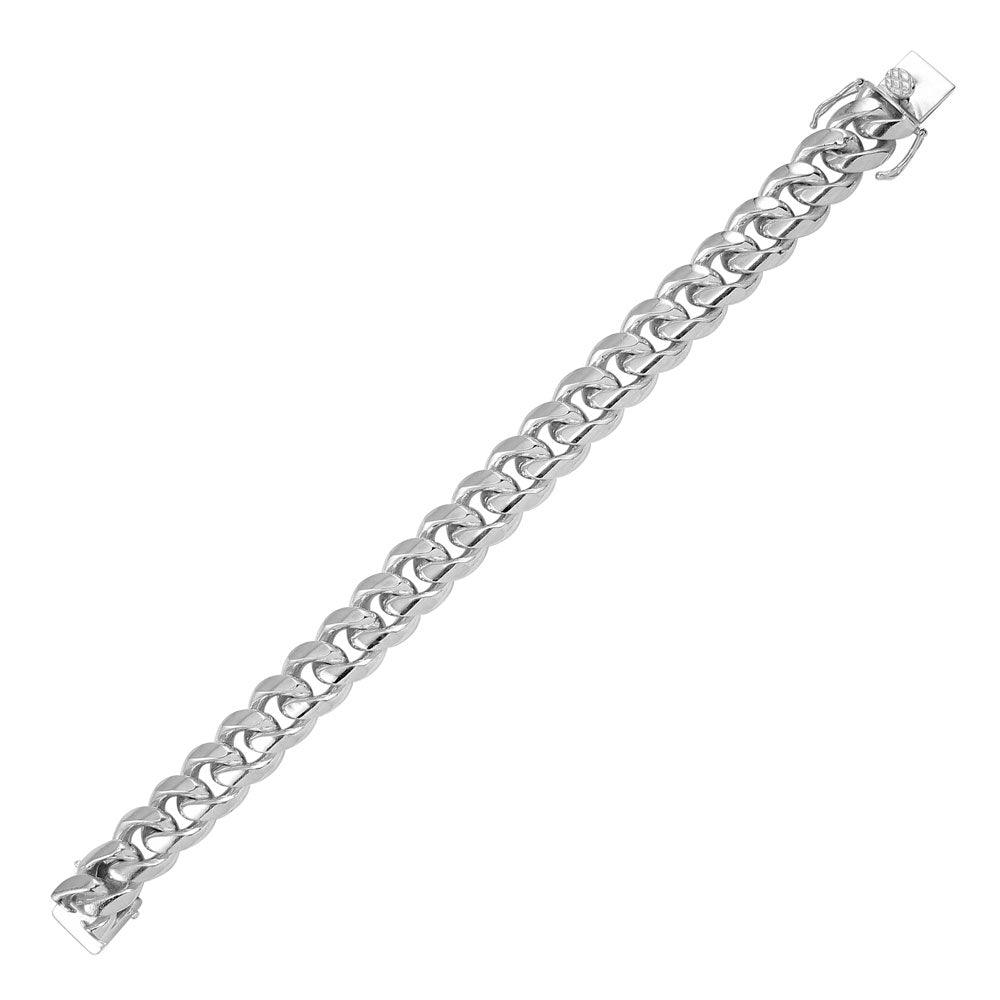 Silver 925 Miami Curb Bracelet 14.5mm - CH433 SP | Silver Palace Inc. #plating_rhodium
