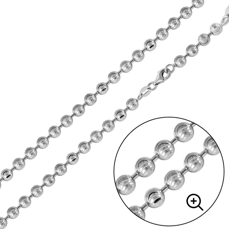 Rhodium Plated Wave Design DC Bead 005 Chains 5mm - CH104A RH | Silver Palace Inc.