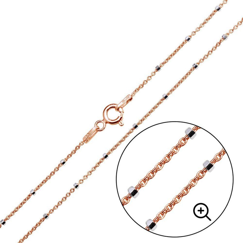 Silver 925 Rose Gold Plated Diamond Cut Beaded Chains 1.4mm - CH180 RH | Silver Palace Inc.