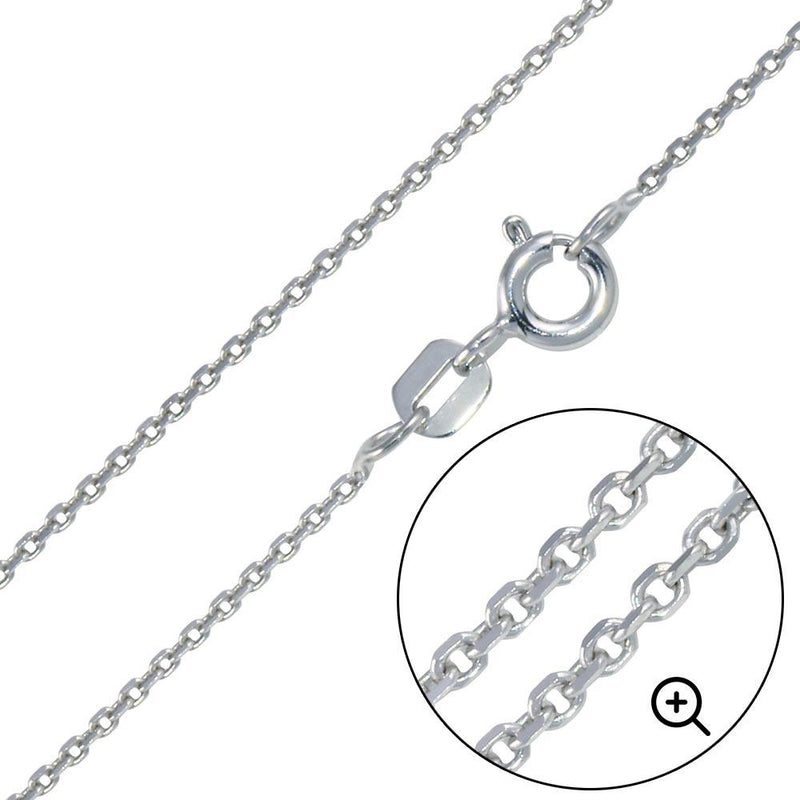 Silver 925 Rhodium Plated Diamond Cut Cable Rolo 035 Chains 1mm - CH221 RH | Silver Palace Inc.